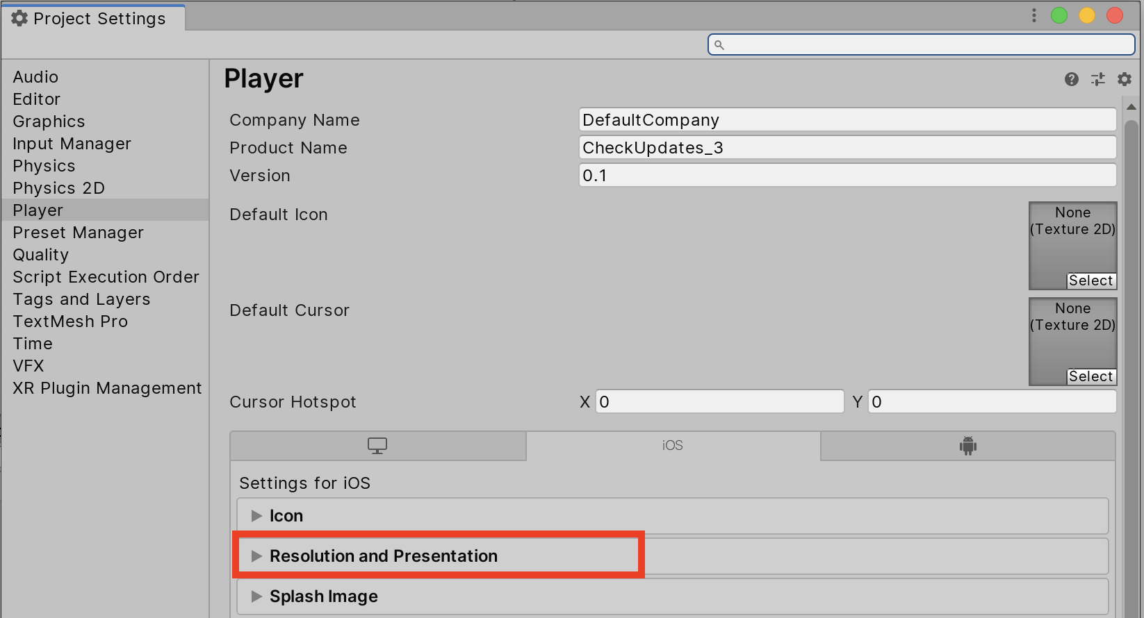 Unity - Manual: iOS Player settings