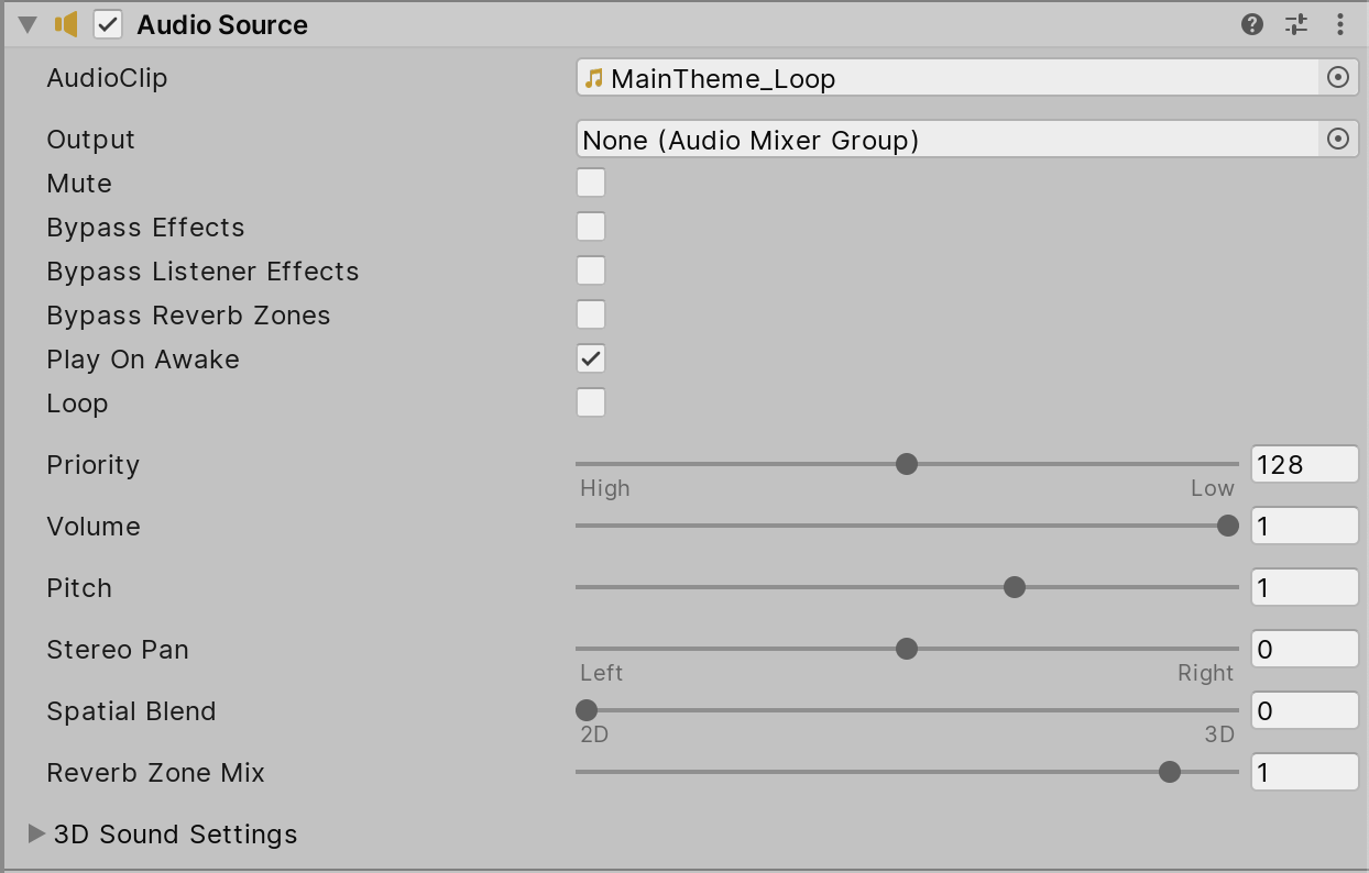 Unity - Manual: Audio Source